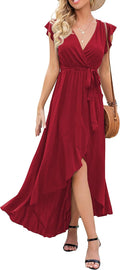 Boho Floral V-Neck Faux Wrap Maxi Dress - Elegant Summer Maxi