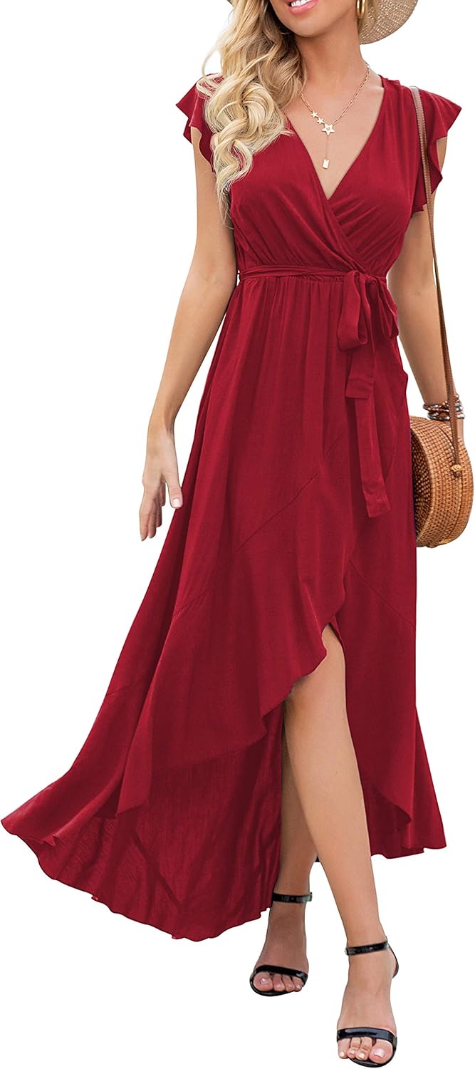 GRECERELLE Women's Boho Floral Print V-Neck Maxi Dress for Events