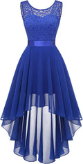 Women's Lace High Low Cocktail Dress 2025 - Elegant Chiffon Midi