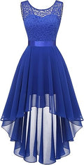 BeryLove Women's Midi Lace Prom Dress - Flowy Hi-Lo A-Line