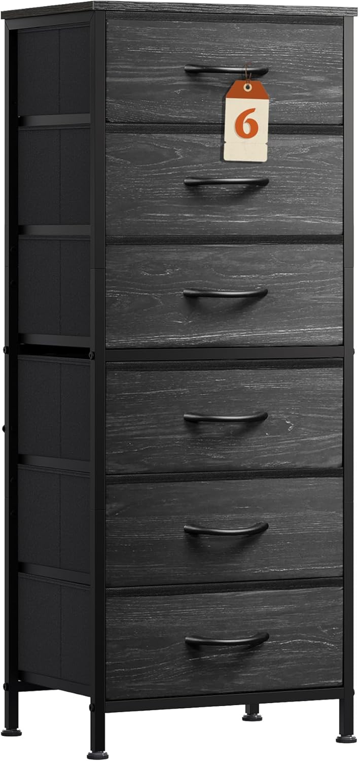 WLIVE Tall Dresser for Bedroom with 6 Drawers and Woodtop