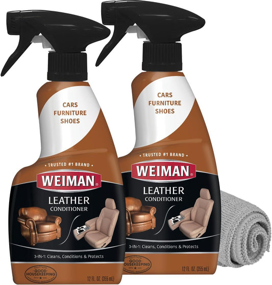 Weiman Leather Cleaner & Conditioner - UV Protection - 2 Pack