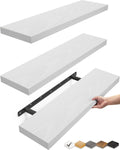 White Floating Shelves for Wall 22.5 in Rustic Wood - Set of 3