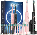 Electric Toothbrush 2 Pack Sonic Rechargeable - Long Battery Life