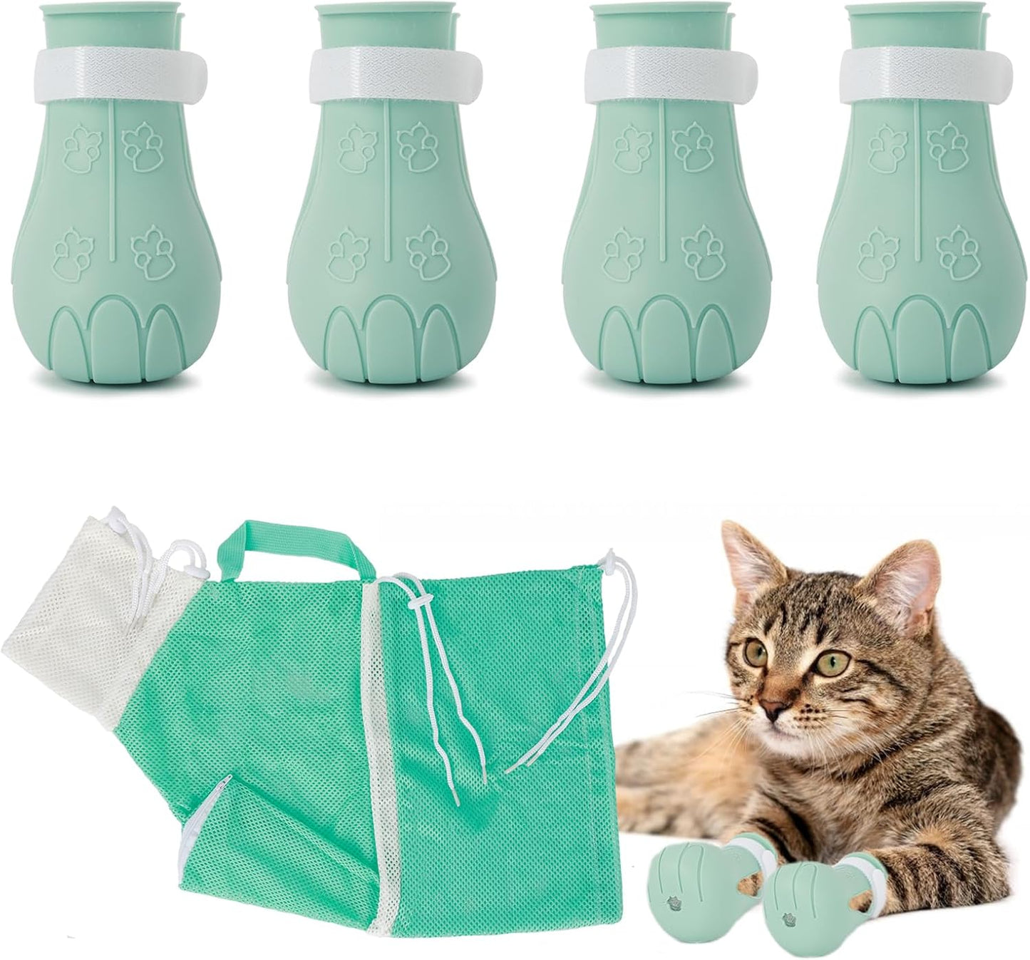 Cat Grooming Set: Anti-Scratch Silicone Shoes