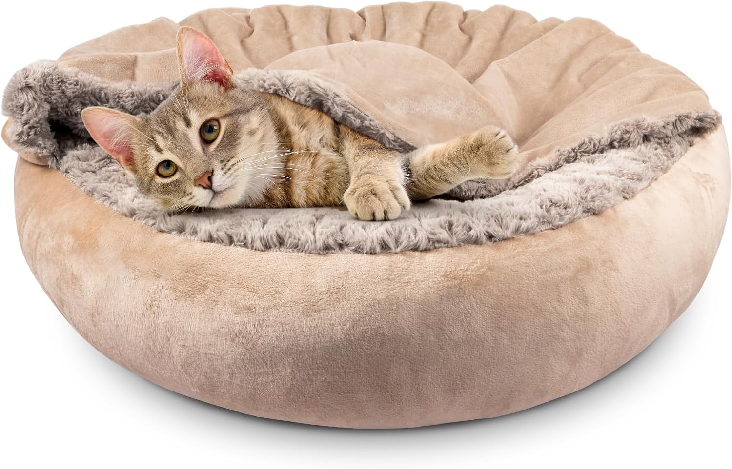 JOEJOY Cozy Cuddler Dog Cat Bed with Hooded Blanket for Comfort