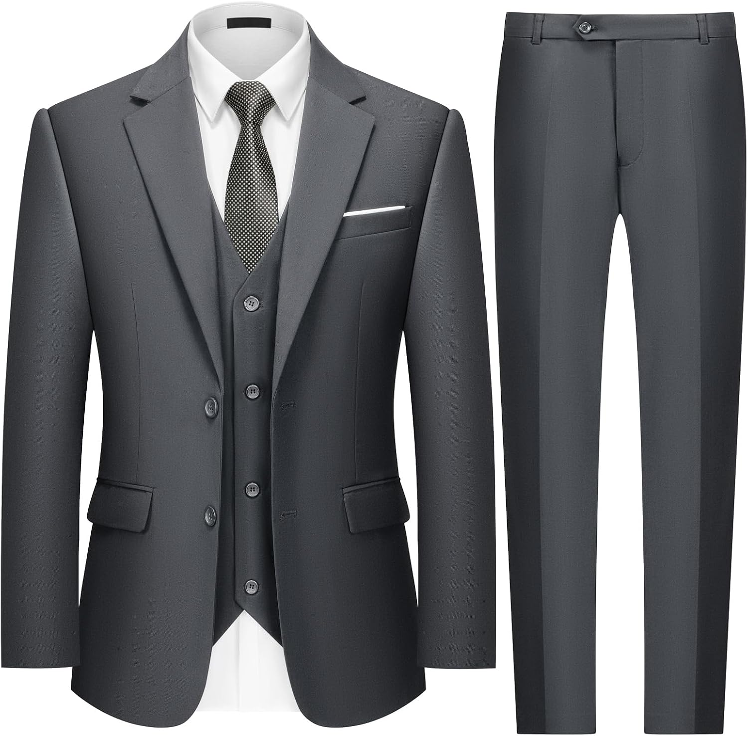 MAGE MALE Mens 3 Piece Slim Fit Tuxedo Suit Set for Weddings