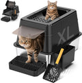 Extra Large Stainless Steel Cat Litter Box with Lid for Easy Cleaning