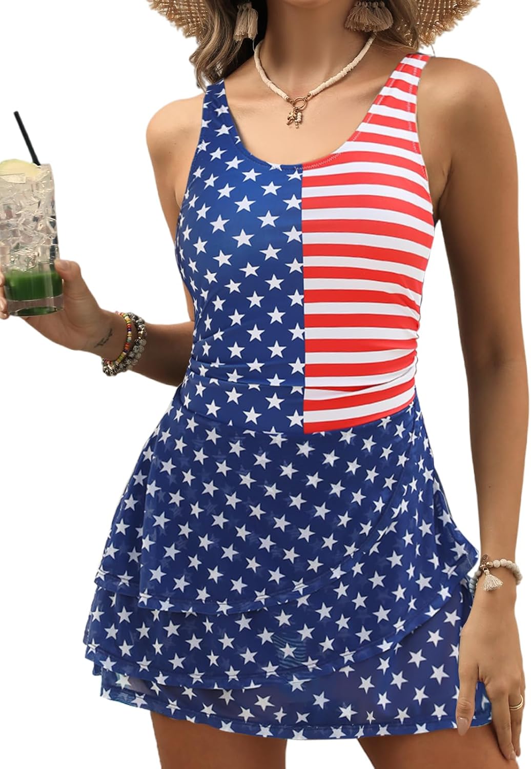 VIMPUNEC Women One Piece Swim Dress for Tummy Control Style