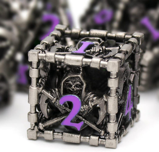 Hollow Grim Reaper Metal Polyhedral Dice Set for RPG Games