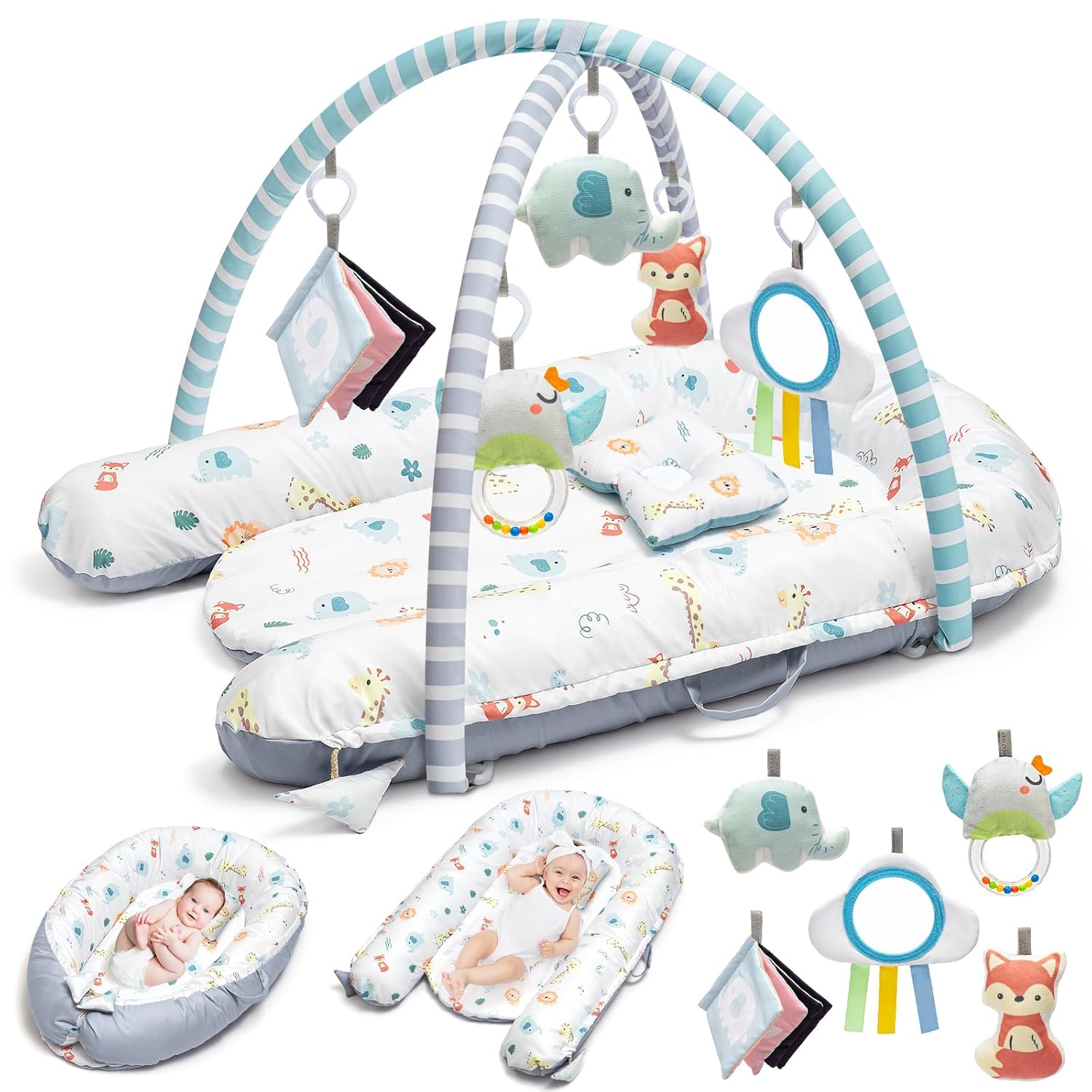 Jyusmile 7-in-1 Baby Gym & Lounger: Ultimate Developmental Fun