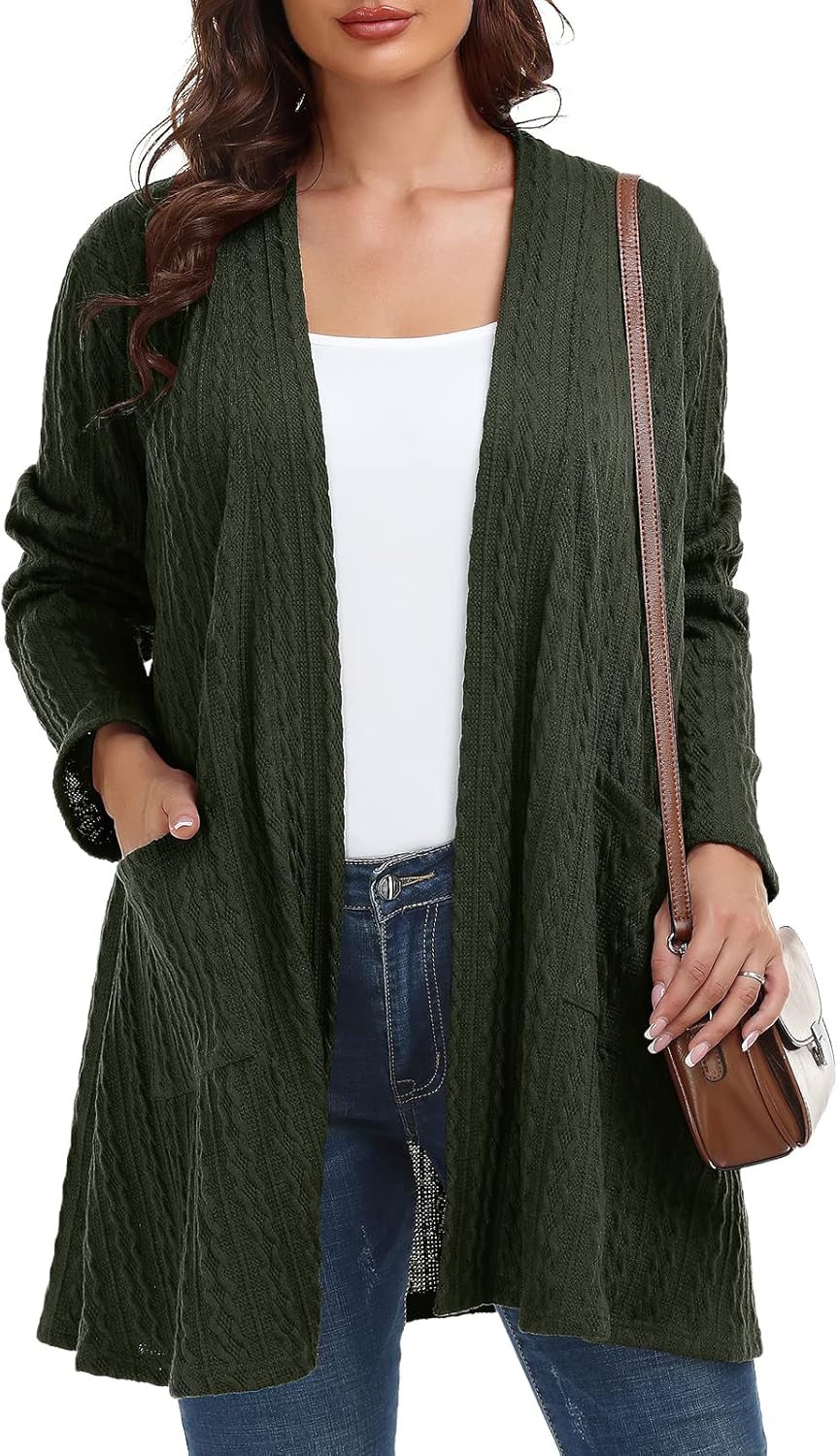 Plus Size Cardigan for Women - Lightweight Fall Sweater with Pockets