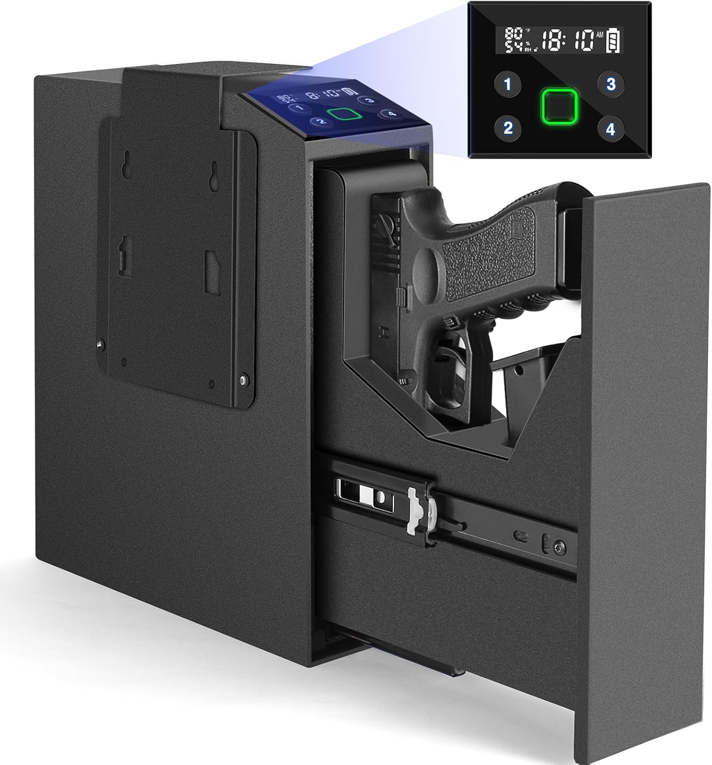 Biometric Slider Handgun Safe with LCD Screen for Security