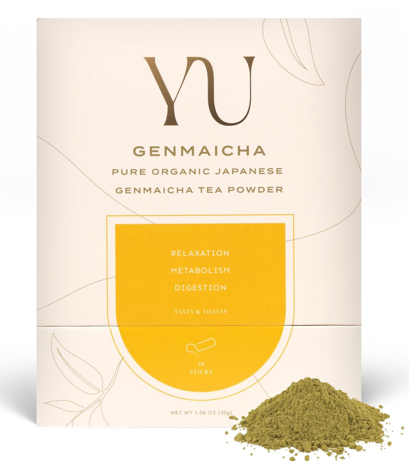 Yu Tea Organic Genmaicha Green Tea Powder for Relaxation