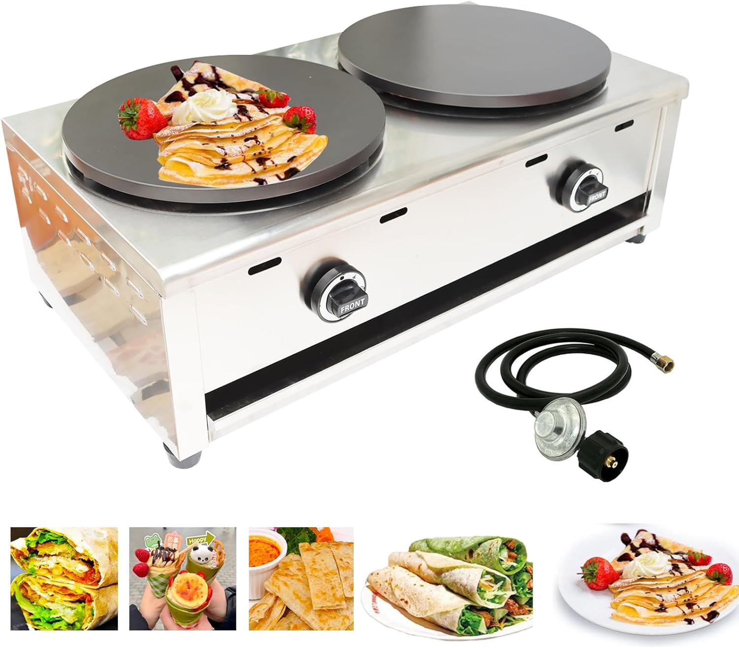 Double-Head Crepe Maker: 2800Pa Power | Non-Stick | Commercial Grade