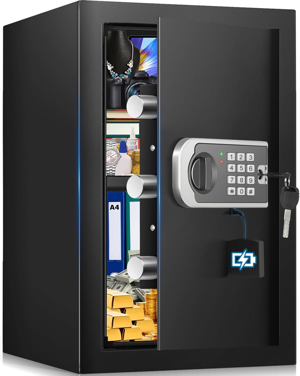 2.6 Cuft Steel Home Security Safe with Fireproof Waterproof Bag