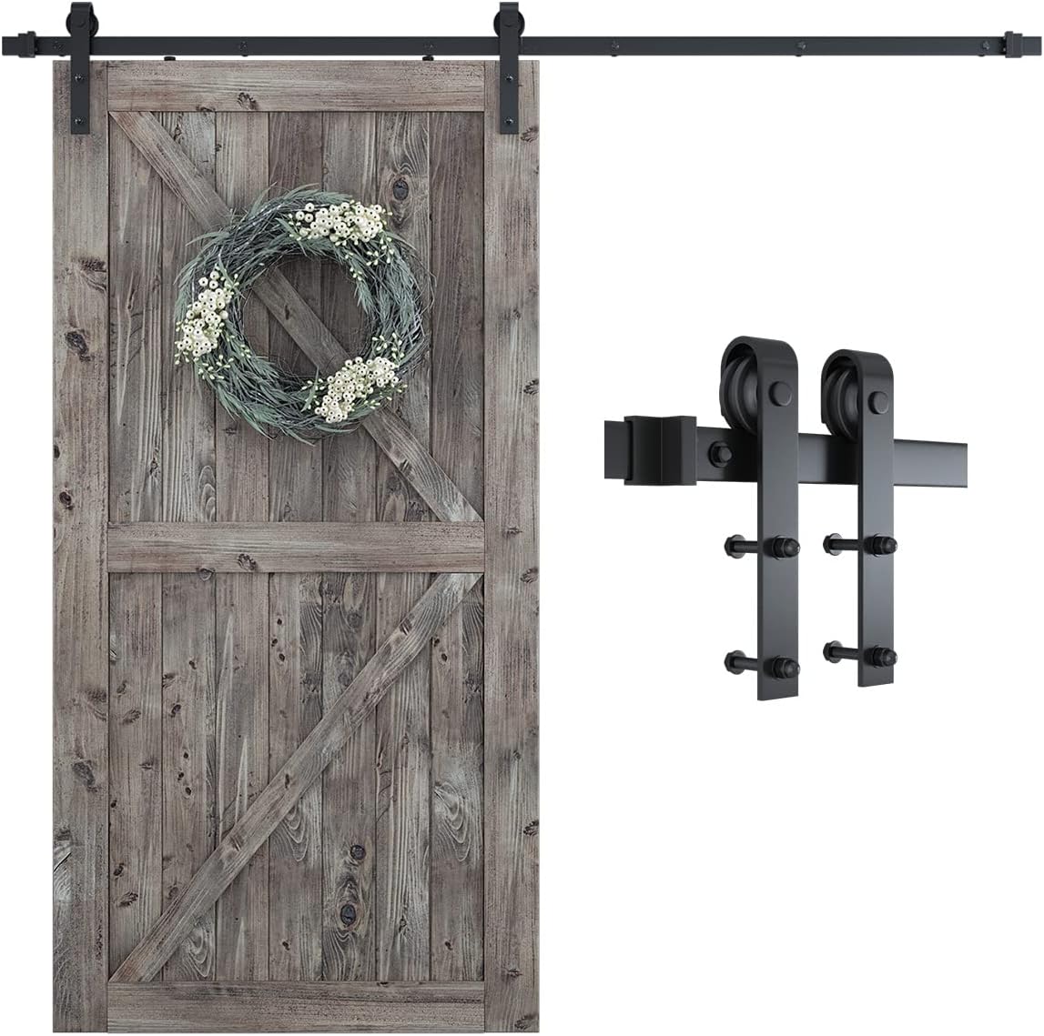 SMARTSTANDARD 7FT Sliding Barn Door Hardware Kit for Easy Install