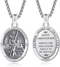 Sterling Silver Patron Saint Medal Necklace for Men - 22in Rolo Chain