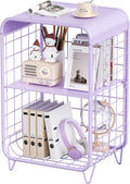 Cute Kids Nightstand 3-Tier Metal Side Table - Adjustable Height