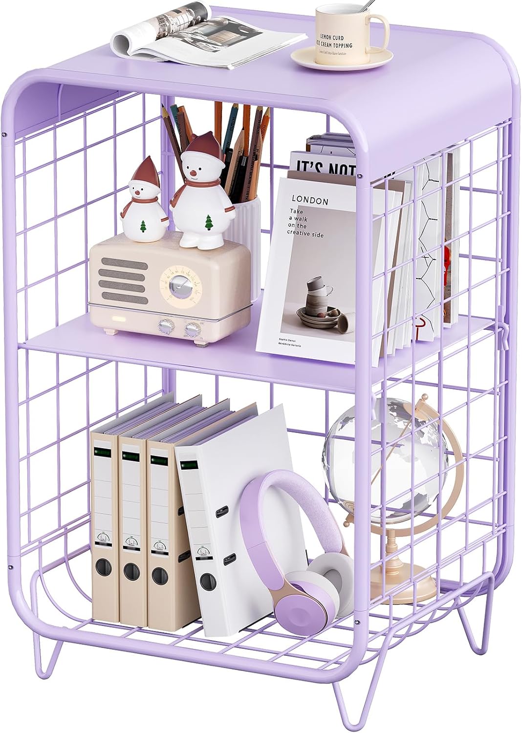 Cute Kids Nightstand with 3 Tier Storage for Bedroom and Living Room
