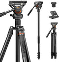 COMAN Fluid Head Tripod for DSLR Camcorder - Smooth 360 Pan & +90/-70