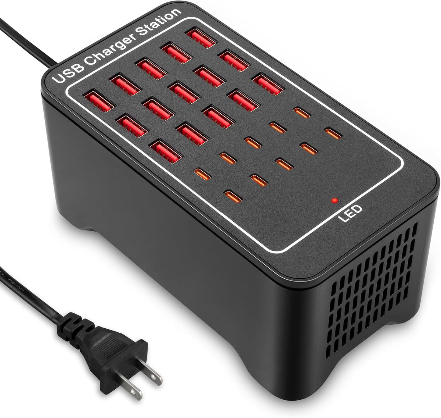 25 Port USB Charger Block for Fast Multi-Device Charging