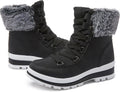 hash bubbie Women's Fuzzy Mid-Calf Lace Up Snow Boots - Warm