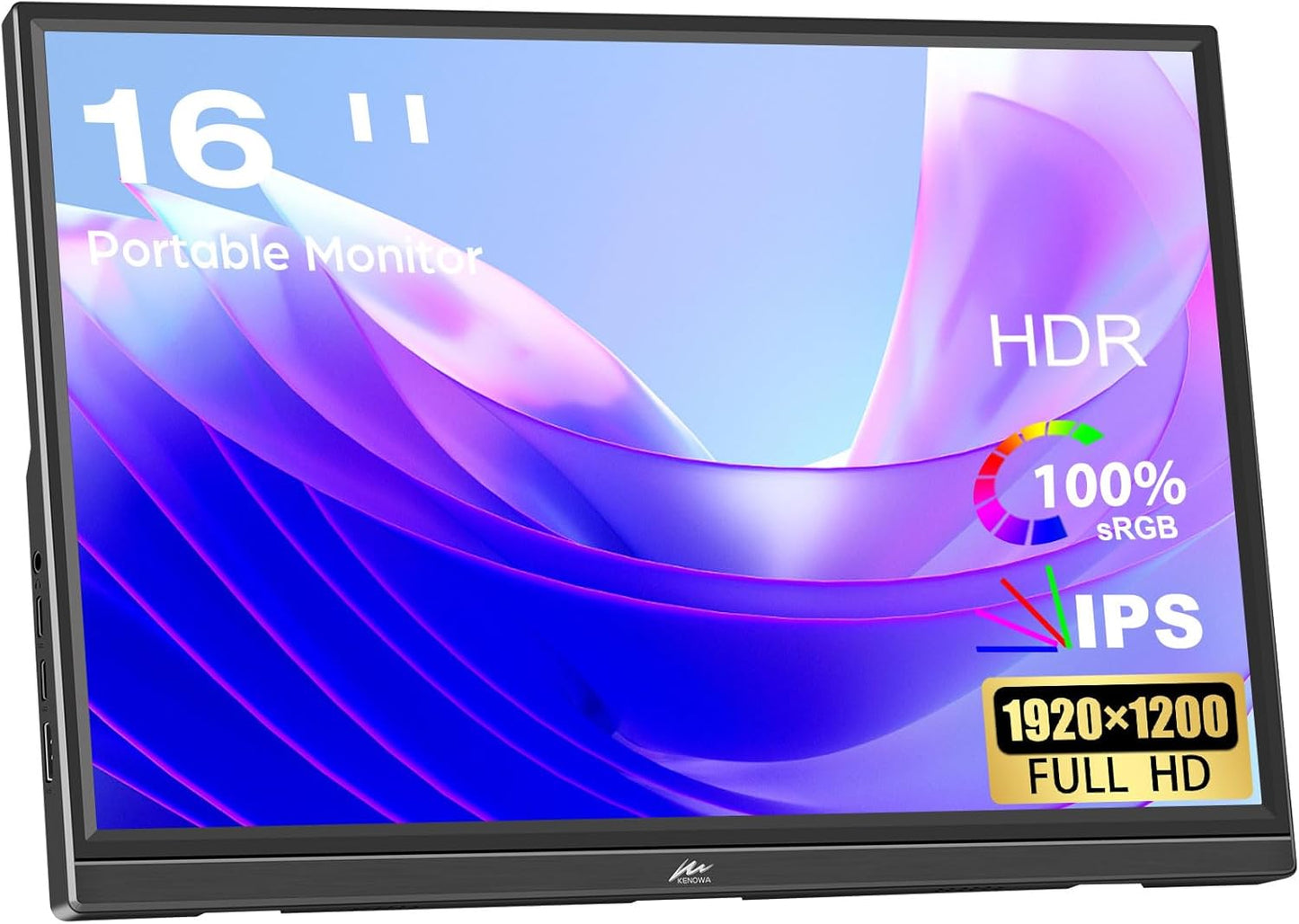 Kenowa 16 HDR Portable Monitor: Vibrant Color & Easy Connectivity
