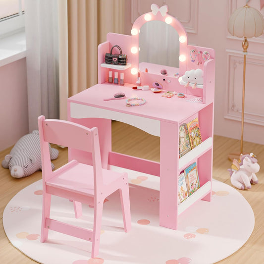 MU Kids Vanity with Lights for Girls - Perfect Princess Gift