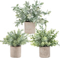 Set of 3 Mini Eucalyptus Fake Plants for Stylish Decor