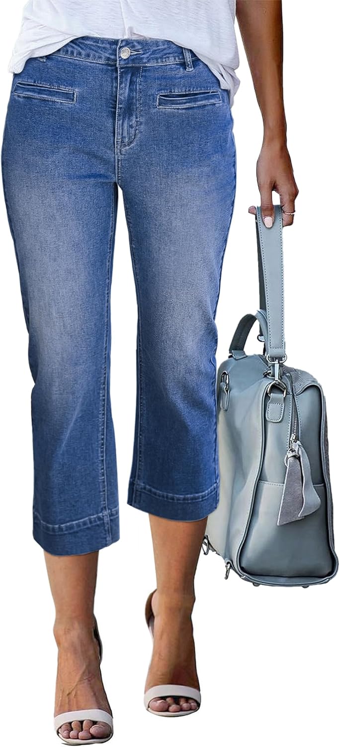 Luvamia Capri Jeans for Women High Waisted Slim Straight Fit