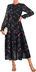 GRACE KARIN Women's Long Sleeve Maxi Dress - Flowy Chiffon Wedding