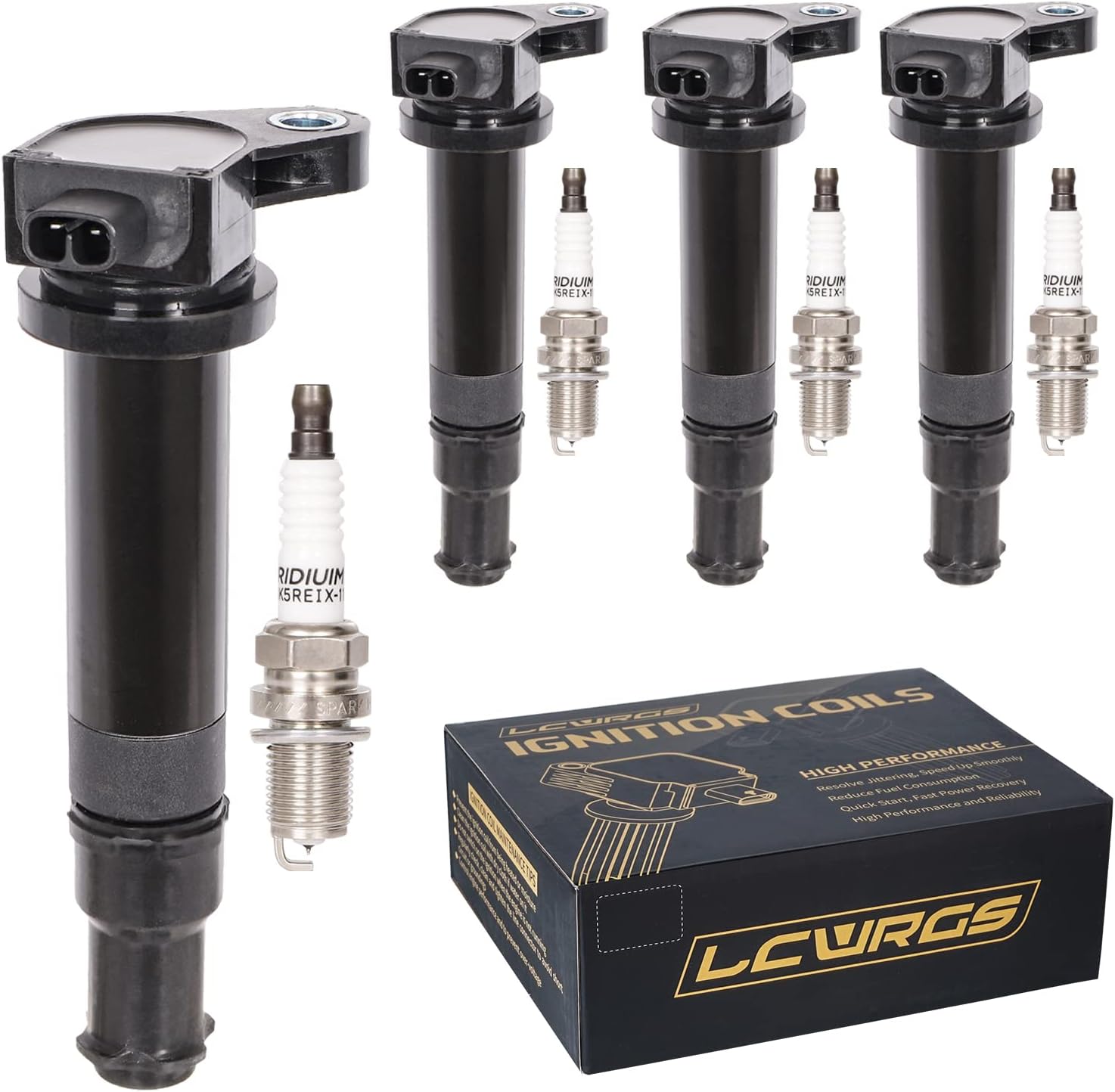 Set of 4 Ignition Coil Packs and Spark Plugs for Kia and Hyundai