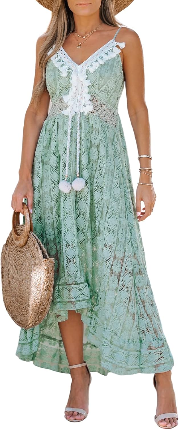 CUPSHE Women's Summer Dresses Sleeveless Lace Casual Maxi Dress
