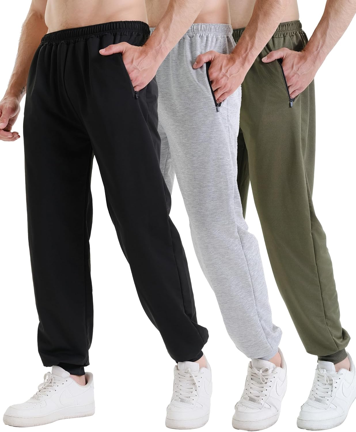 3 Pack Sweatpants for Men Athletic Gym Workout Joggers with Pockets