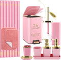 Bathroom Sets with Shower Curtain and Rugs - 11-Piece Pink Accessory