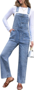luvamia Jean Overalls for Women Straight Leg Baggy Stretchy Denim