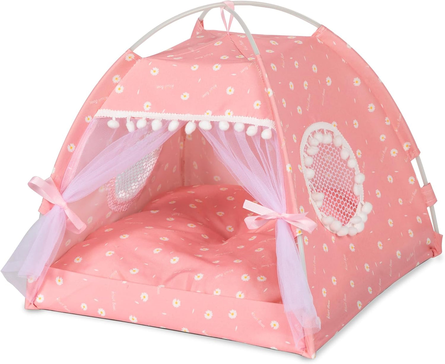 Daisy Pink Cat Princess Tent Bed - Portable & Cute!