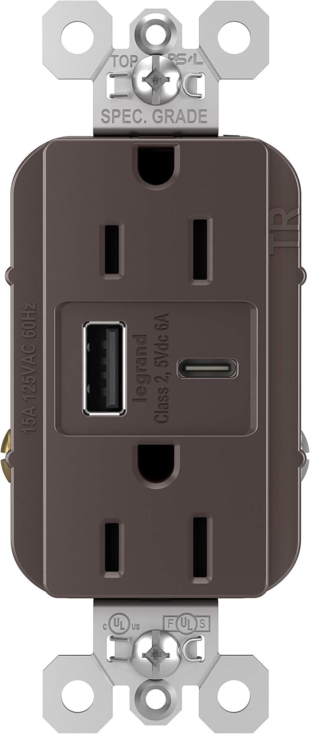 Legrand Pass & Seymour TR15USBAC6 15 Amp USB Charging Outlet