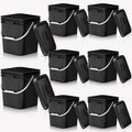 3.5 Gallon Square Food Grade Bucket 8 Pack (Black) - Stackable Storage