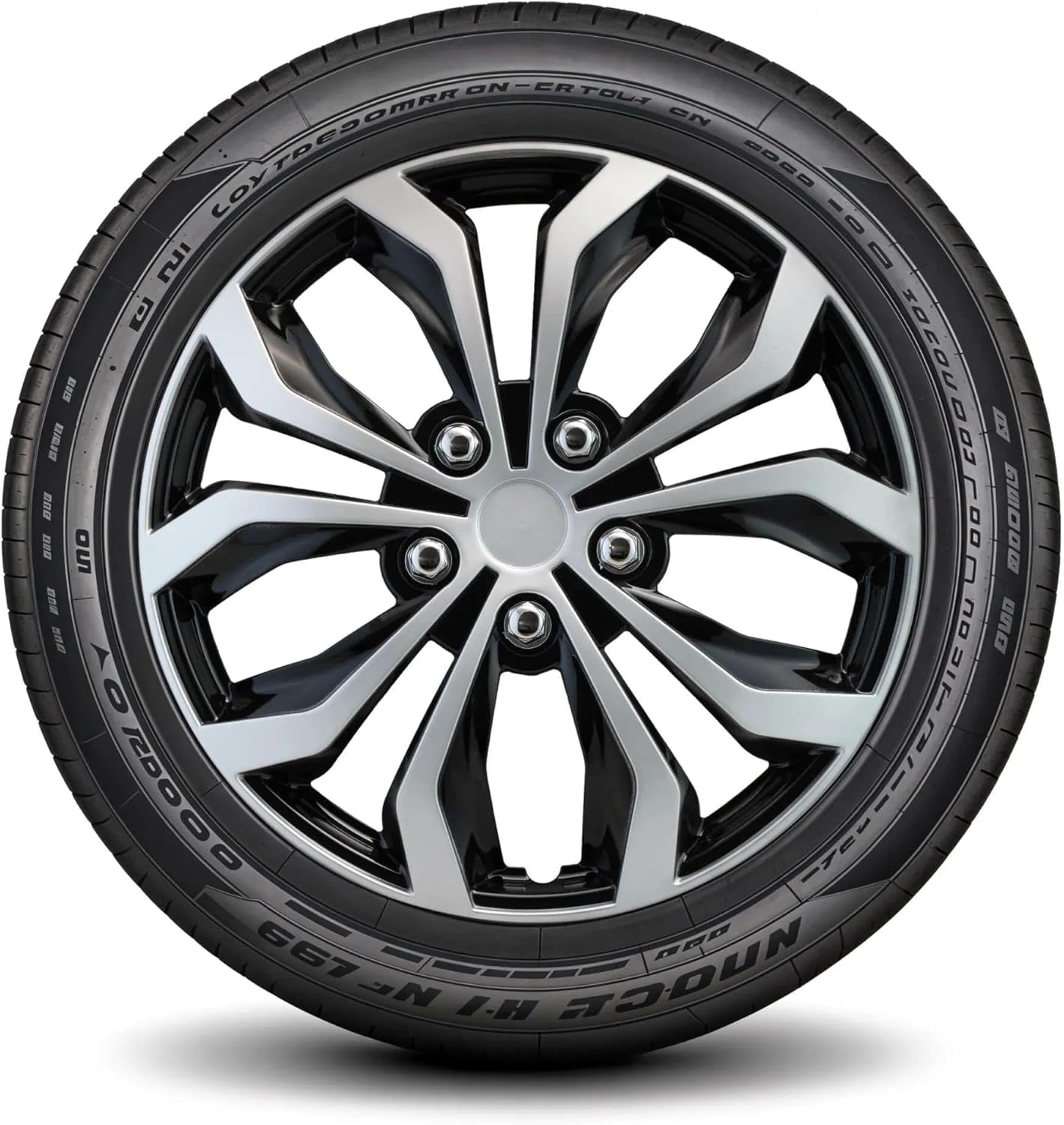 LYDS Spyder BS Black & Silver 16 inch Premium Hubcap Set