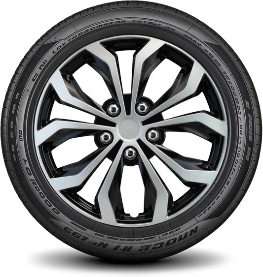 LYDS Spyder BS Black & Silver 15 inch Premium ABS Hubcap Set