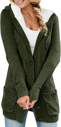 Sidefeel Women's Hooded Fleece Lined Cardigan Sweater (Style RLZ5)