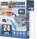 Vacuum Storage Bags 24 Combo Set with Hand Pump - Space Saving