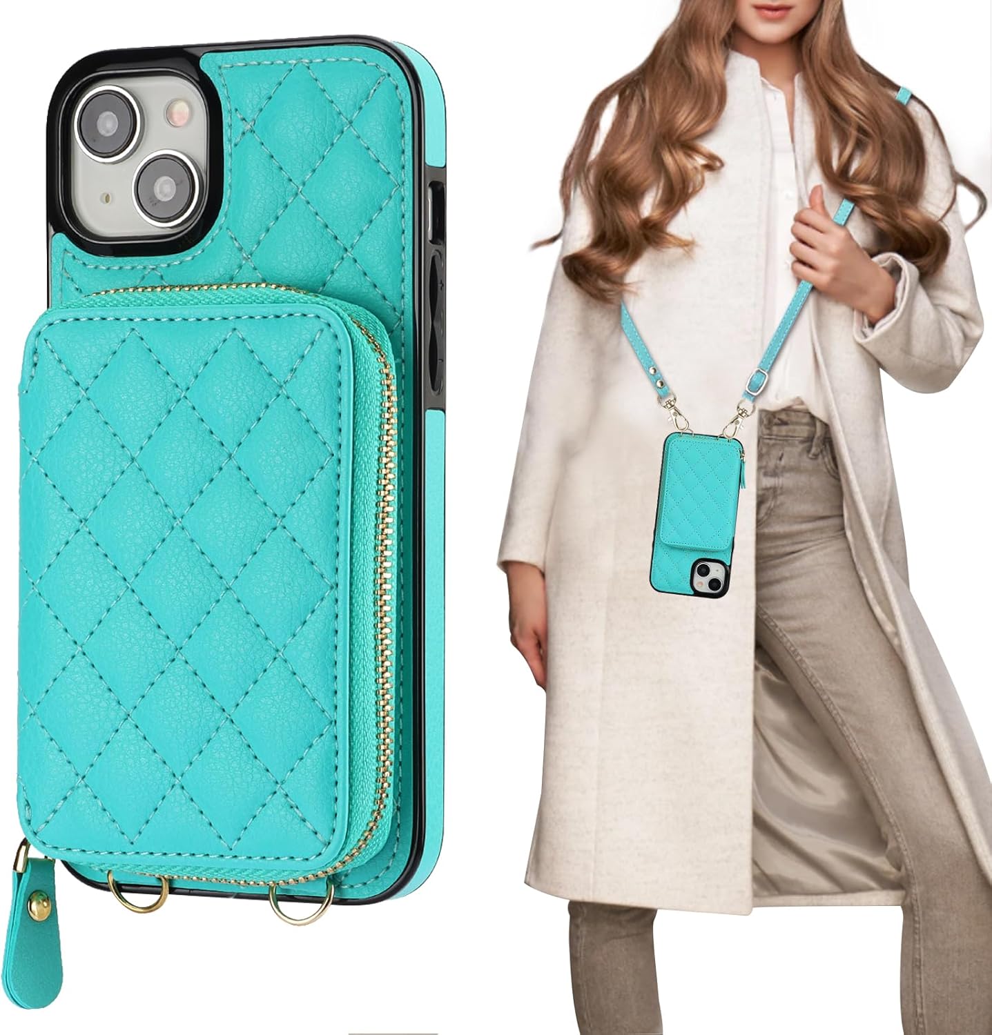 Bocasal Crossbody Wallet Case for iPhone 15 Plus - Stylish & Secure
