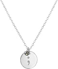 Handmade Semicolon Labradorite Gemstone Necklace - Meaningful Memorial