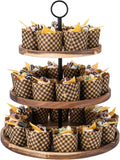 3 Tier Cupcake Stand Large Wood Tiered Serving Tray - Rustic Display