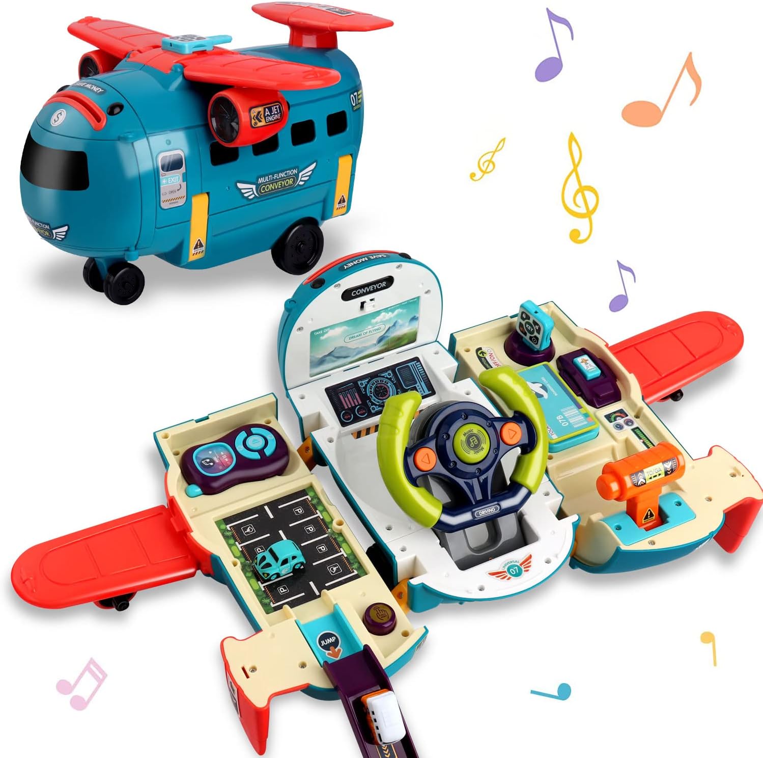 Dwi Dowellin Airplane Car Toy with Sound and Light for Kids