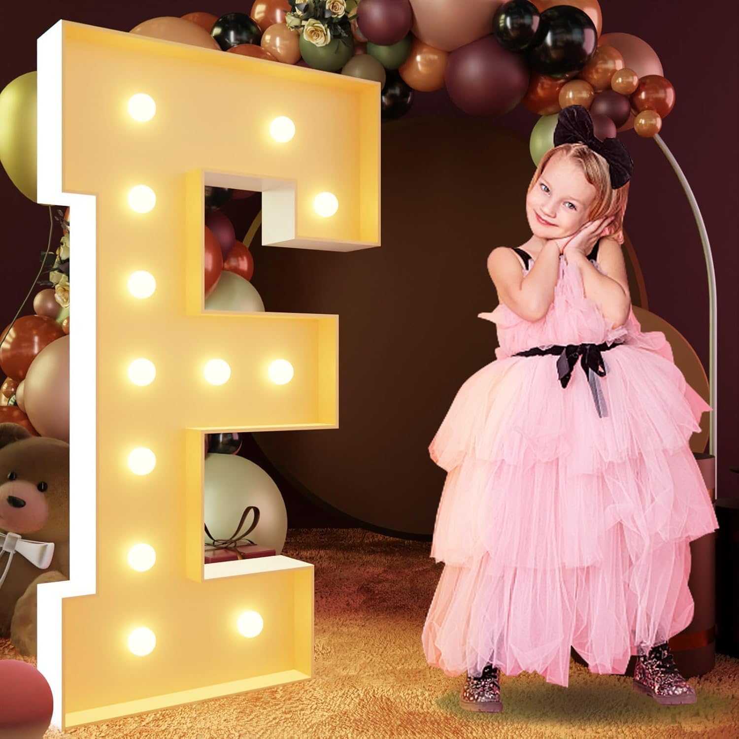 Imprsv 4FT Light Up Marquee Letter F for Party Decorations