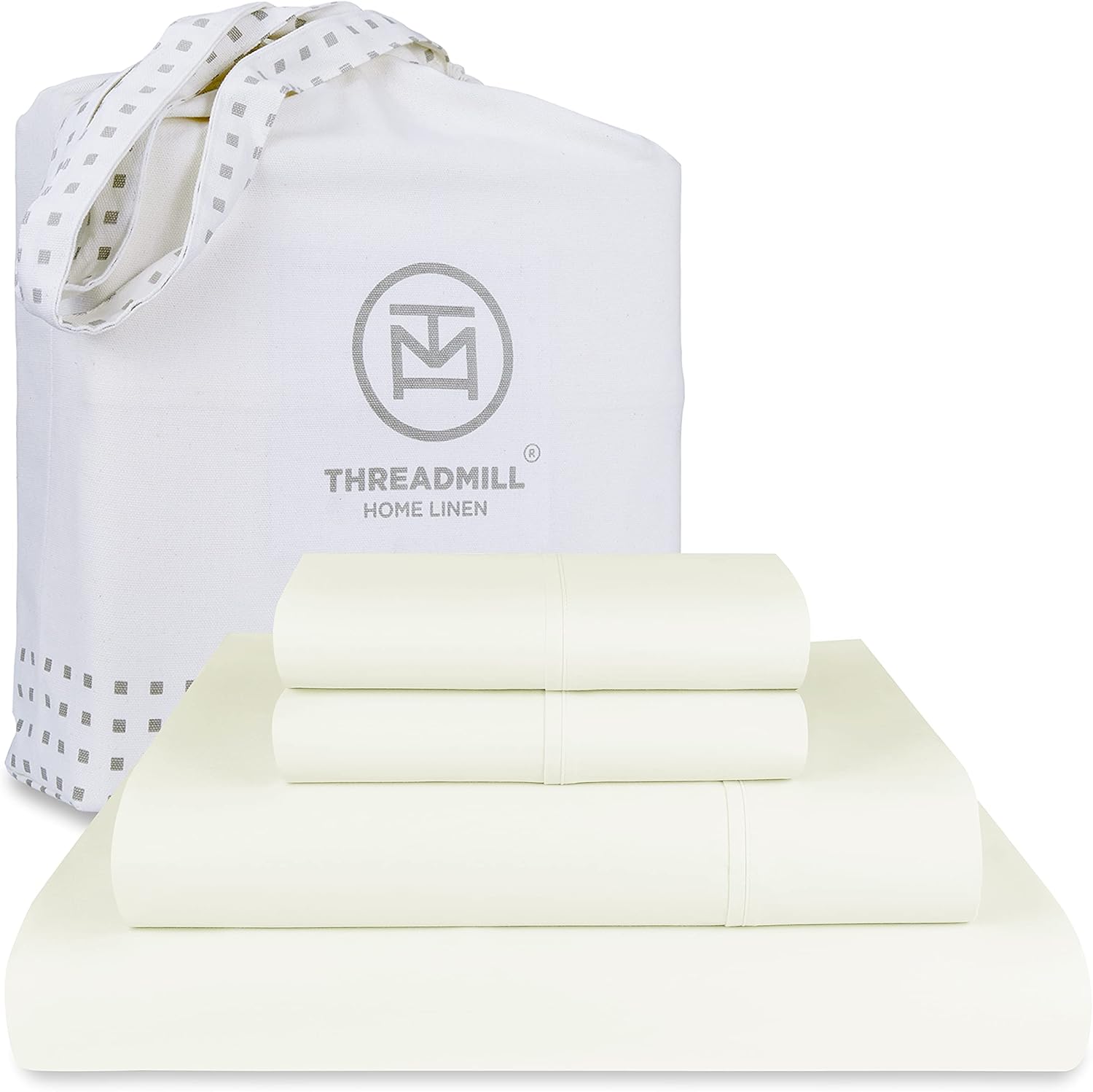 Threadmill 100% Cotton Full Bed Sheets Set with Deep Pockets
